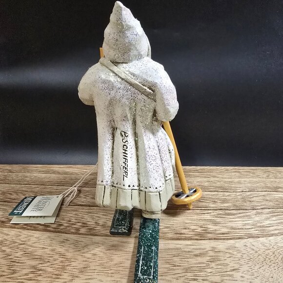RARE NWT Pam Schifferl Winter White Santa Figurine On Skis Handcrafted Midwest - Picture 6 of 15